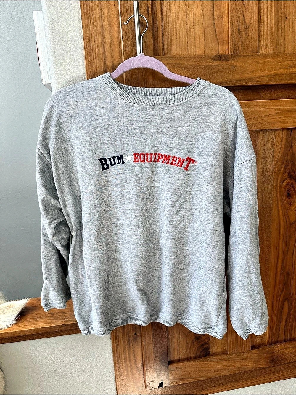 B.U.M. Equipment Logo Crewneck Sweatshirt Gray 100% Cotton